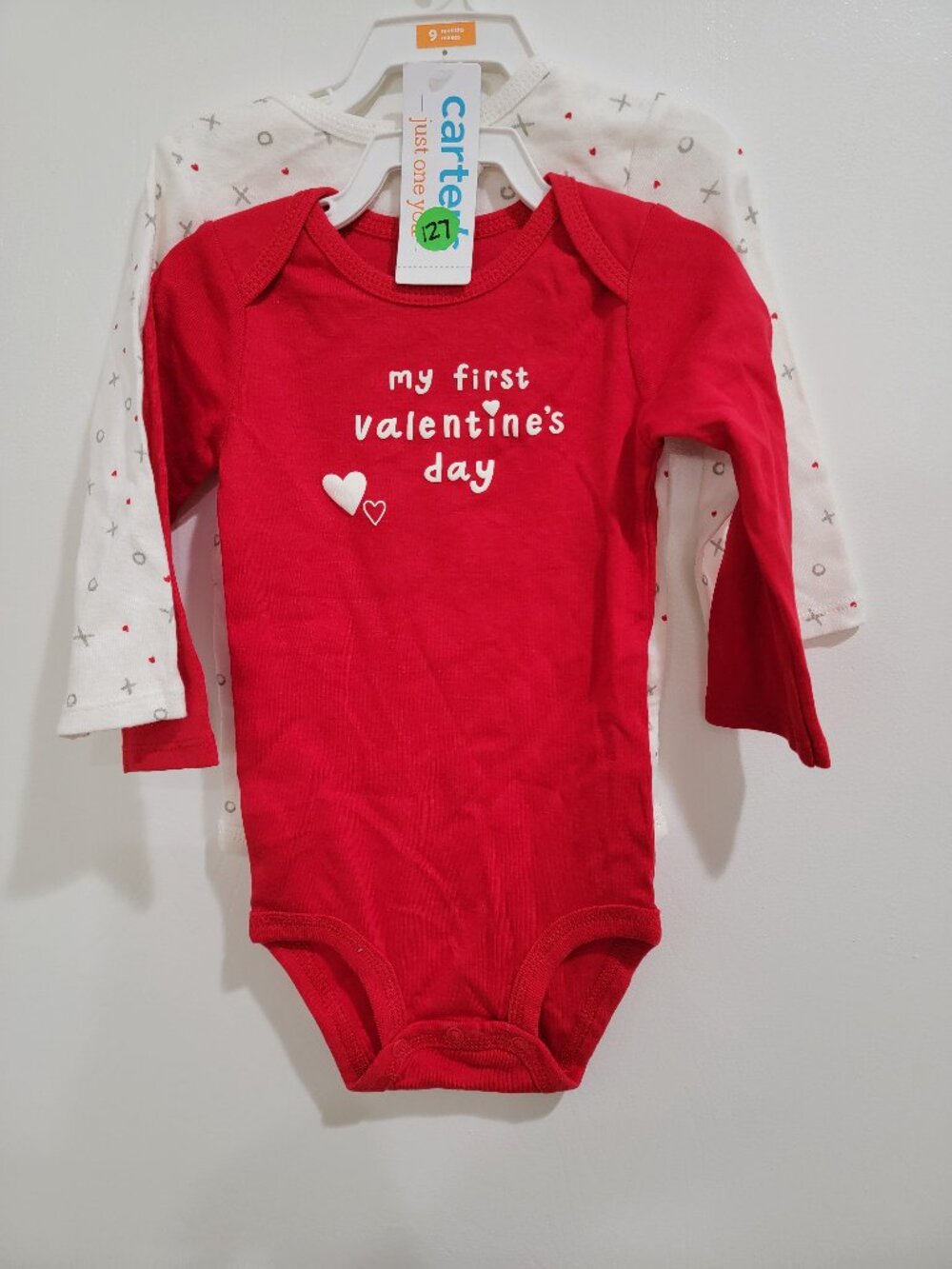 Carter’s Baby Valentine Bodysuit Set Newborn My First Valentines Day Cotton 2Pk